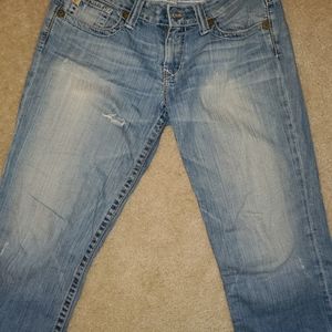 Blue boyfriend jean capris